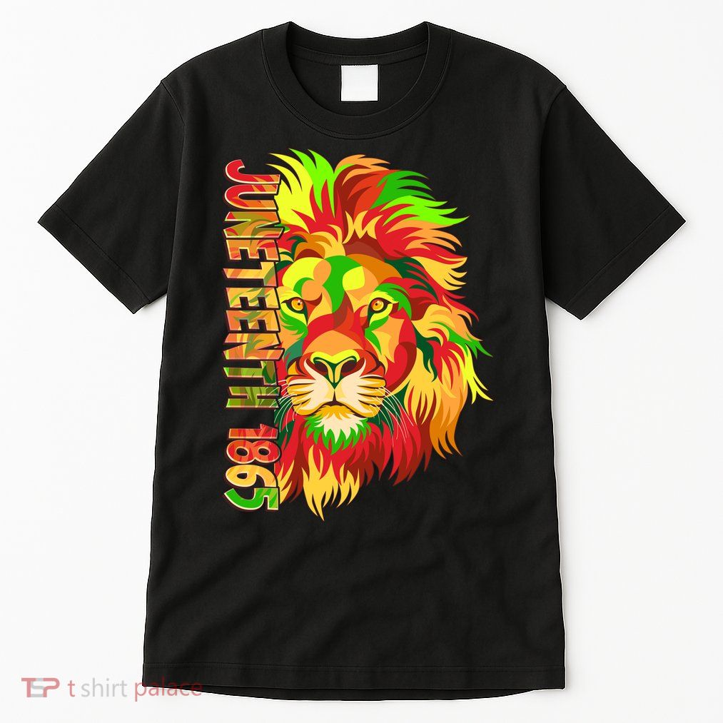 Cool Juneteenth 1865 Lion Head Face Tall T-Shirt