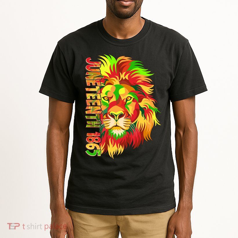 Cool Juneteenth 1865 Lion Head Face Tall T-Shirt