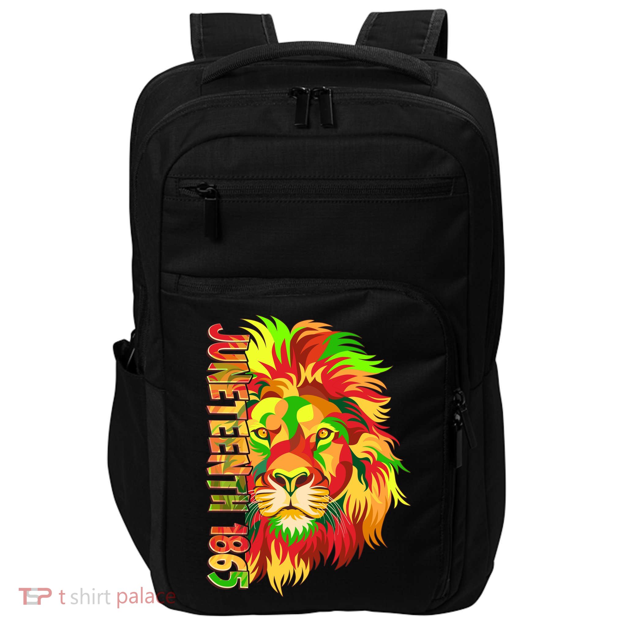 Cool Juneteenth 1865 Lion Head Face Impact Tech Backpack
