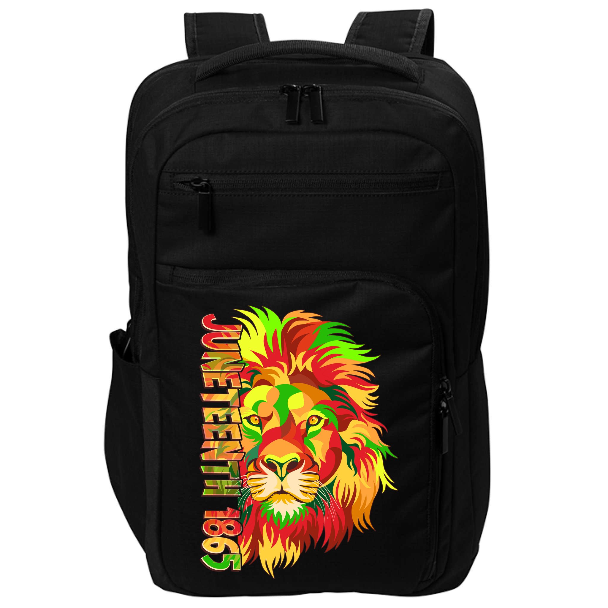 Cool Juneteenth 1865 Lion Head Face Impact Tech Backpack