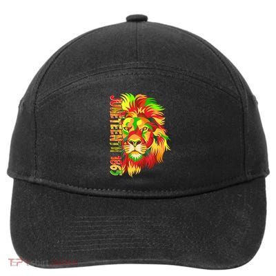 Cool Juneteenth 1865 Lion Head Face 7-Panel Snapback Hat