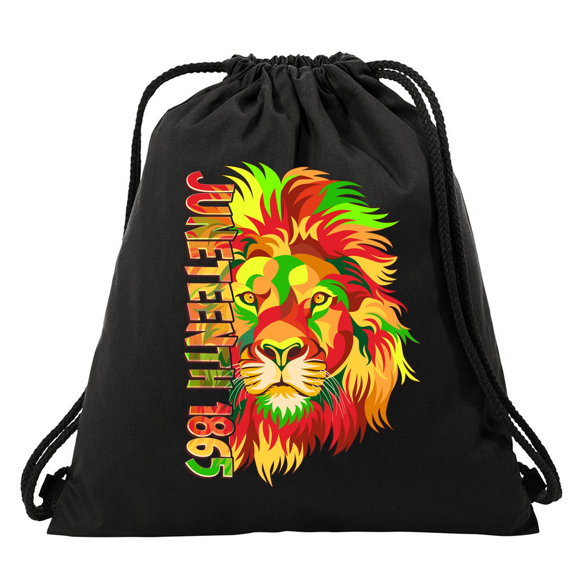 Cool Juneteenth 1865 Lion Head Face Drawstring Bag