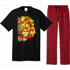 Cool Juneteenth 1865 Lion Head Face Pajama Set