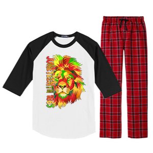 Cool Juneteenth 1865 Lion Head Face Raglan Sleeve Pajama Set