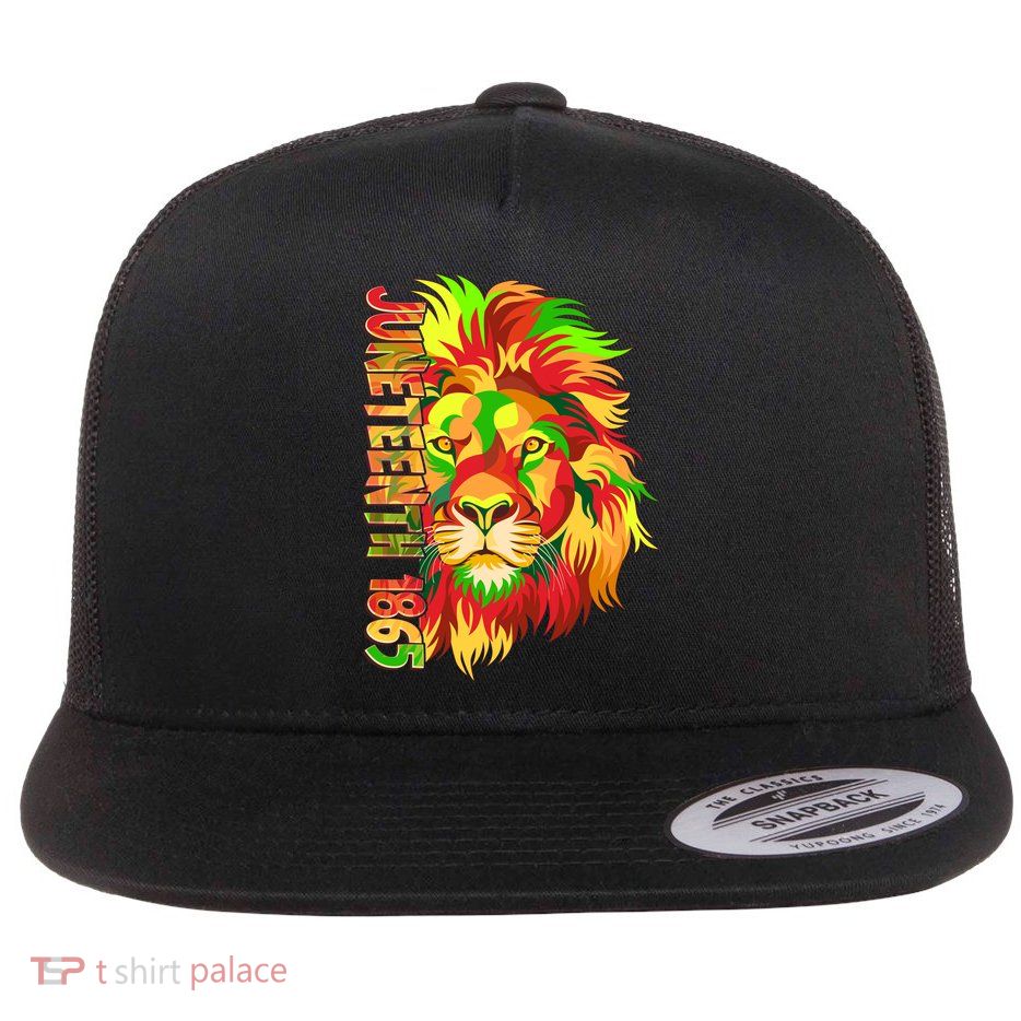 Cool Juneteenth 1865 Lion Head Face Flatbill Hat