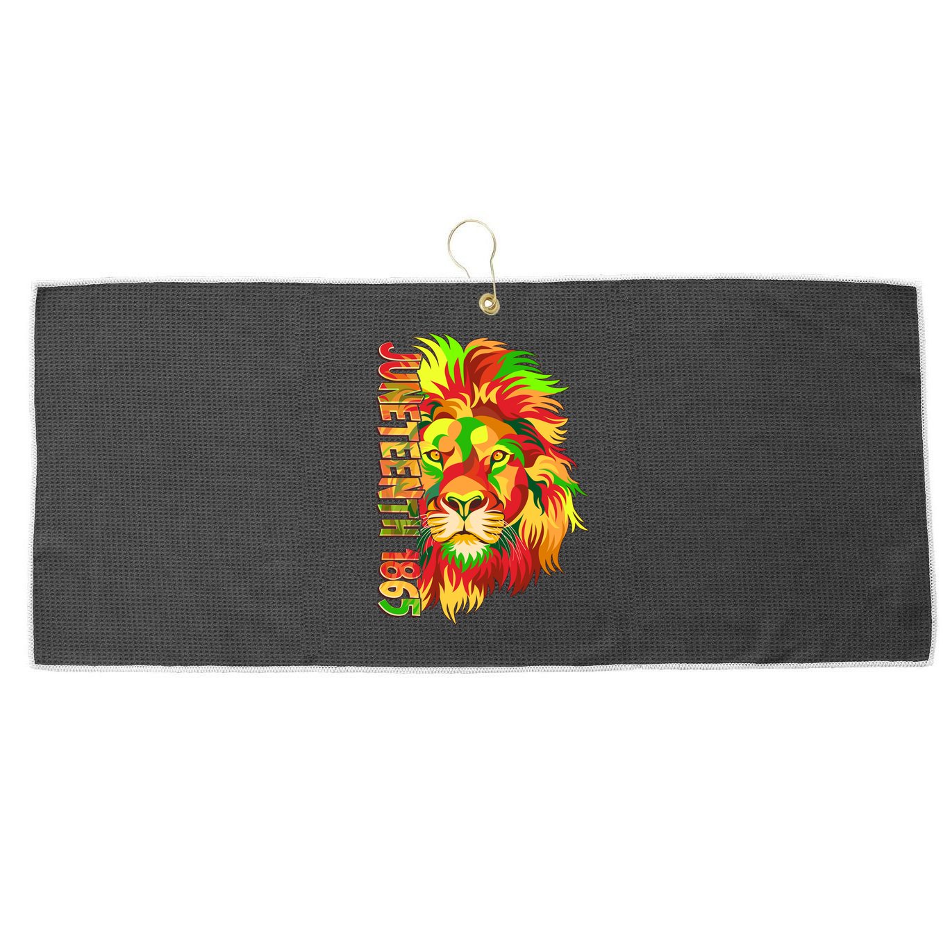 Cool Juneteenth 1865 Lion Head Face Large Microfiber Waffle Golf Towel