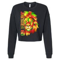 Cool Juneteenth 1865 Lion Head Face Cropped Pullover Crew