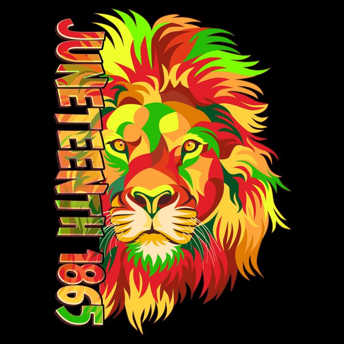 Cool Juneteenth 1865 Lion Head Face Cropped Pullover Crew