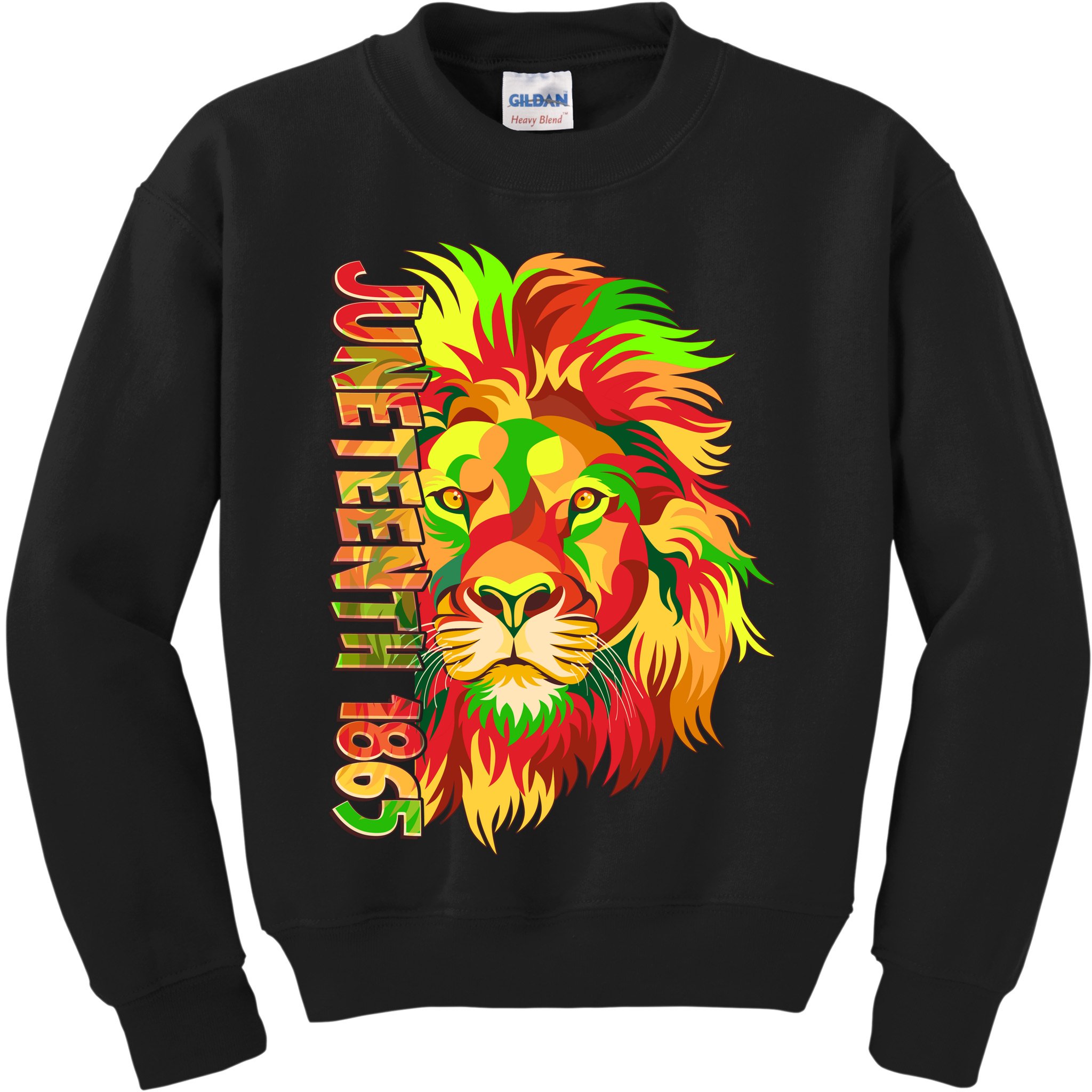 Cool Juneteenth 1865 Lion Head Face Kids Sweatshirt