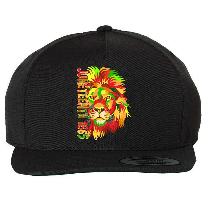 Cool Juneteenth 1865 Lion Head Face Wool Snapback Cap