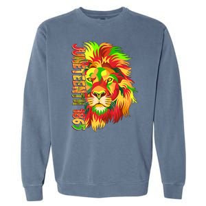 Cool Juneteenth 1865 Lion Head Face Garment-Dyed Sweatshirt