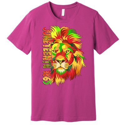 Cool Juneteenth 1865 Lion Head Face Premium T-Shirt