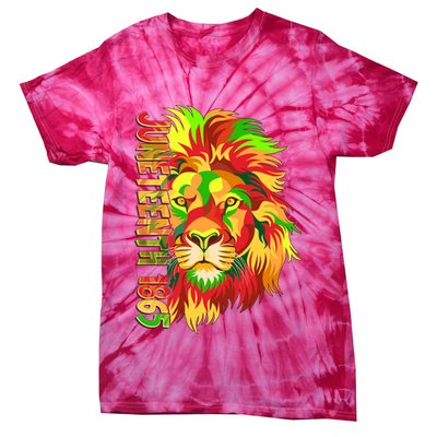 Cool Juneteenth 1865 Lion Head Face Tie-Dye T-Shirt