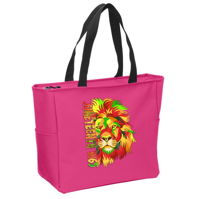 Cool Juneteenth 1865 Lion Head Face Zip Tote Bag