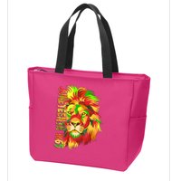 Cool Juneteenth 1865 Lion Head Face Zip Tote Bag