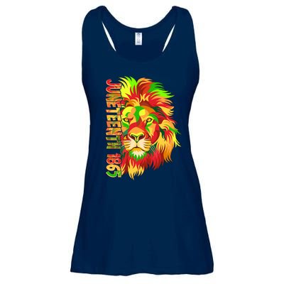 Cool Juneteenth 1865 Lion Head Face Ladies Essential Flowy Tank