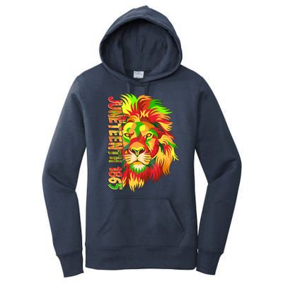 Cool Juneteenth 1865 Lion Head Face Women's Pullover Hoodie