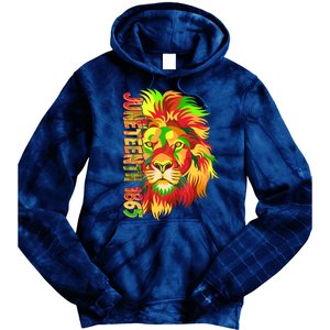 Cool Juneteenth 1865 Lion Head Face Tie Dye Hoodie