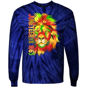 Cool Juneteenth 1865 Lion Head Face Tie-Dye Long Sleeve Shirt