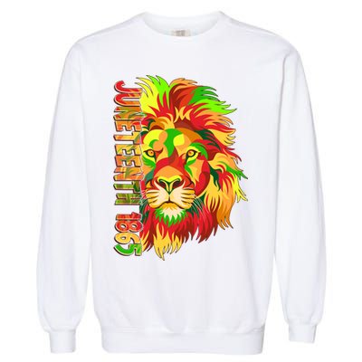 Cool Juneteenth 1865 Lion Head Face Garment-Dyed Sweatshirt