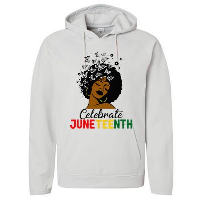 Celebrate Juneteenth 1865 Black Girl Magic Melanin Women Performance Fleece Hoodie