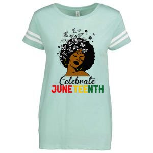 Celebrate Juneteenth 1865 Black Girl Magic Melanin Women Enza Ladies Jersey Football T-Shirt