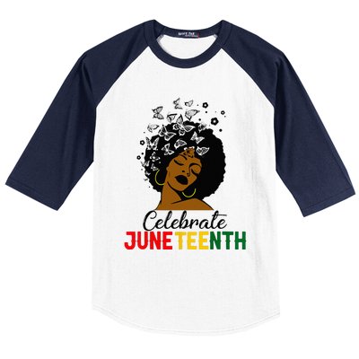 Celebrate Juneteenth 1865 Black Girl Magic Melanin Women Baseball Sleeve Shirt