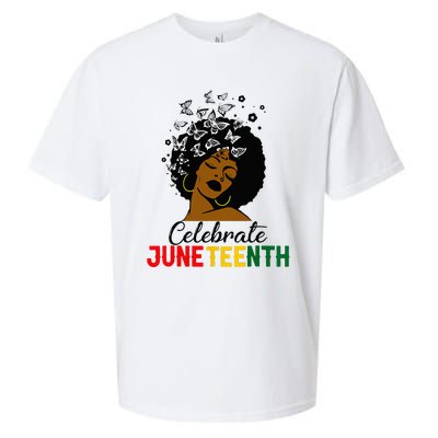 Celebrate Juneteenth 1865 Black Girl Magic Melanin Women Sueded Cloud Jersey T-Shirt