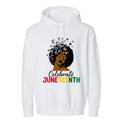 Celebrate Juneteenth 1865 Black Girl Magic Melanin Women Garment-Dyed Fleece Hoodie