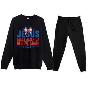 Coquette Jesus 2024 Make America Believe Again Premium Crewneck Sweatsuit Set