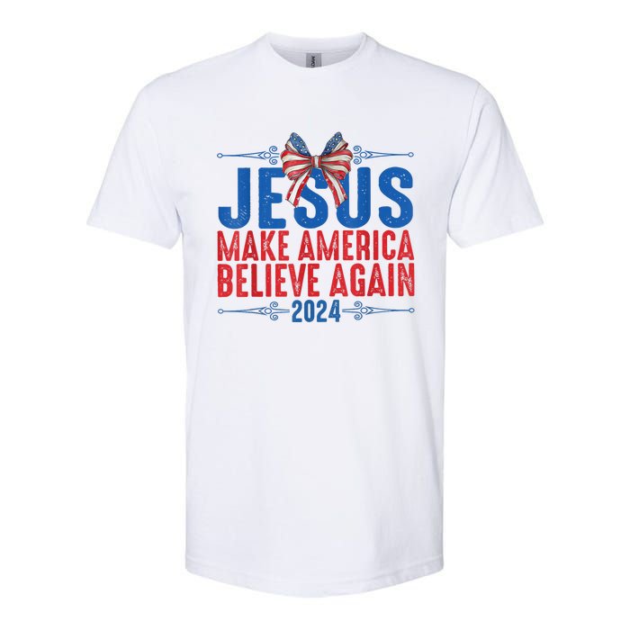 Coquette Jesus 2024 Make America Believe Again Softstyle CVC T-Shirt