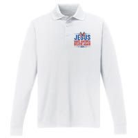 Coquette Jesus 2024 Make America Believe Again Performance Long Sleeve Polo