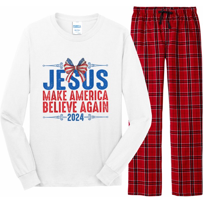 Coquette Jesus 2024 Make America Believe Again Long Sleeve Pajama Set