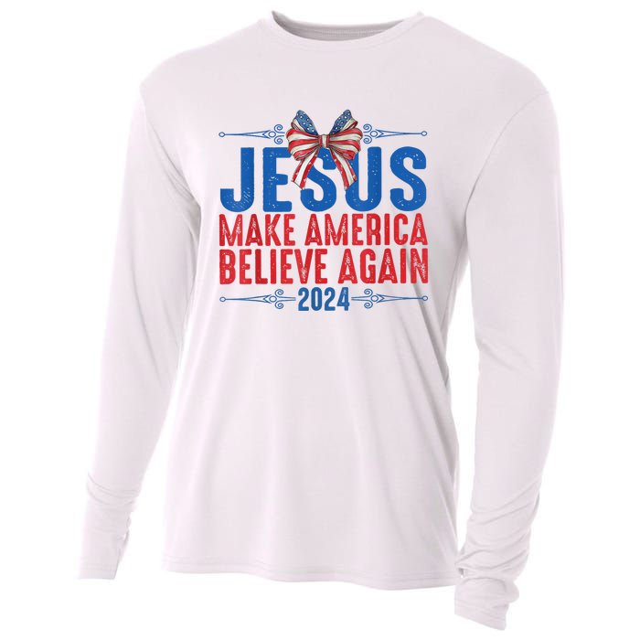 Coquette Jesus 2024 Make America Believe Again Cooling Performance Long Sleeve Crew