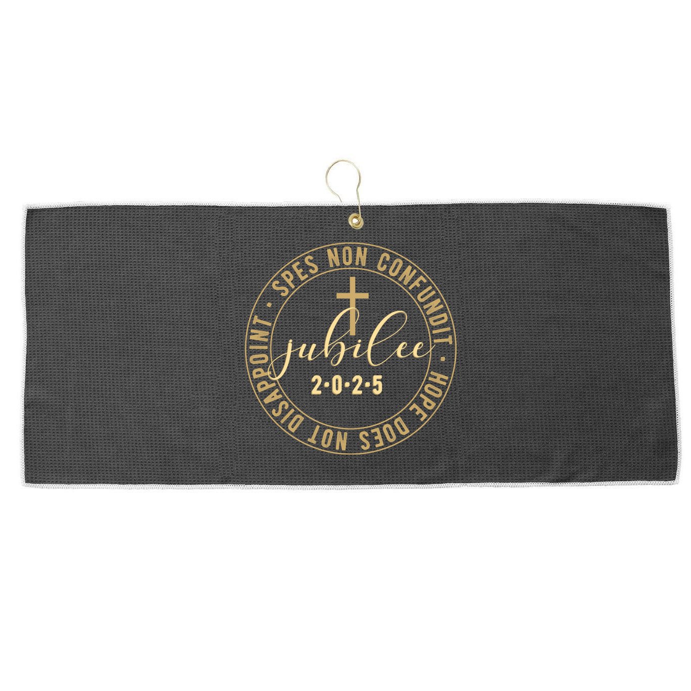 Catholic Jubilee 2025 Commemorative Design With Crucifix Large Microfiber Waffle Golf Towel
