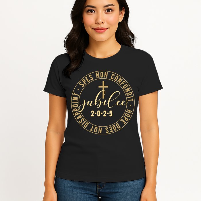 Catholic Jubilee 2025 Commemorative Design With Crucifix Womens T-Shirt