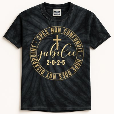 Catholic Jubilee 2025 Commemorative Design With Crucifix Kids Tie-Dye T-Shirt