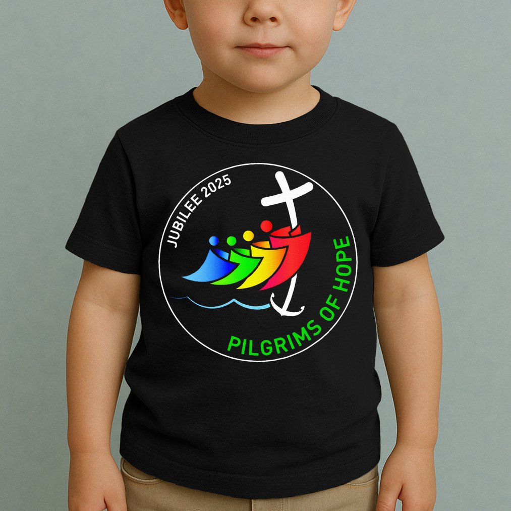 Catholic Jubilee 2025 Stained Glass Pilgrims Of Hope Toddler T-Shirt