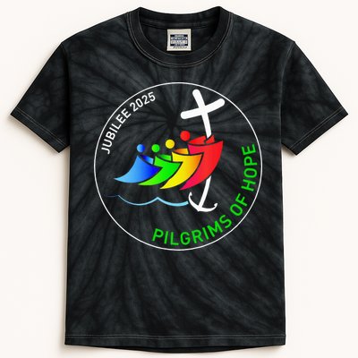 Catholic Jubilee 2025 Stained Glass Pilgrims Of Hope Kids Tie-Dye T-Shirt