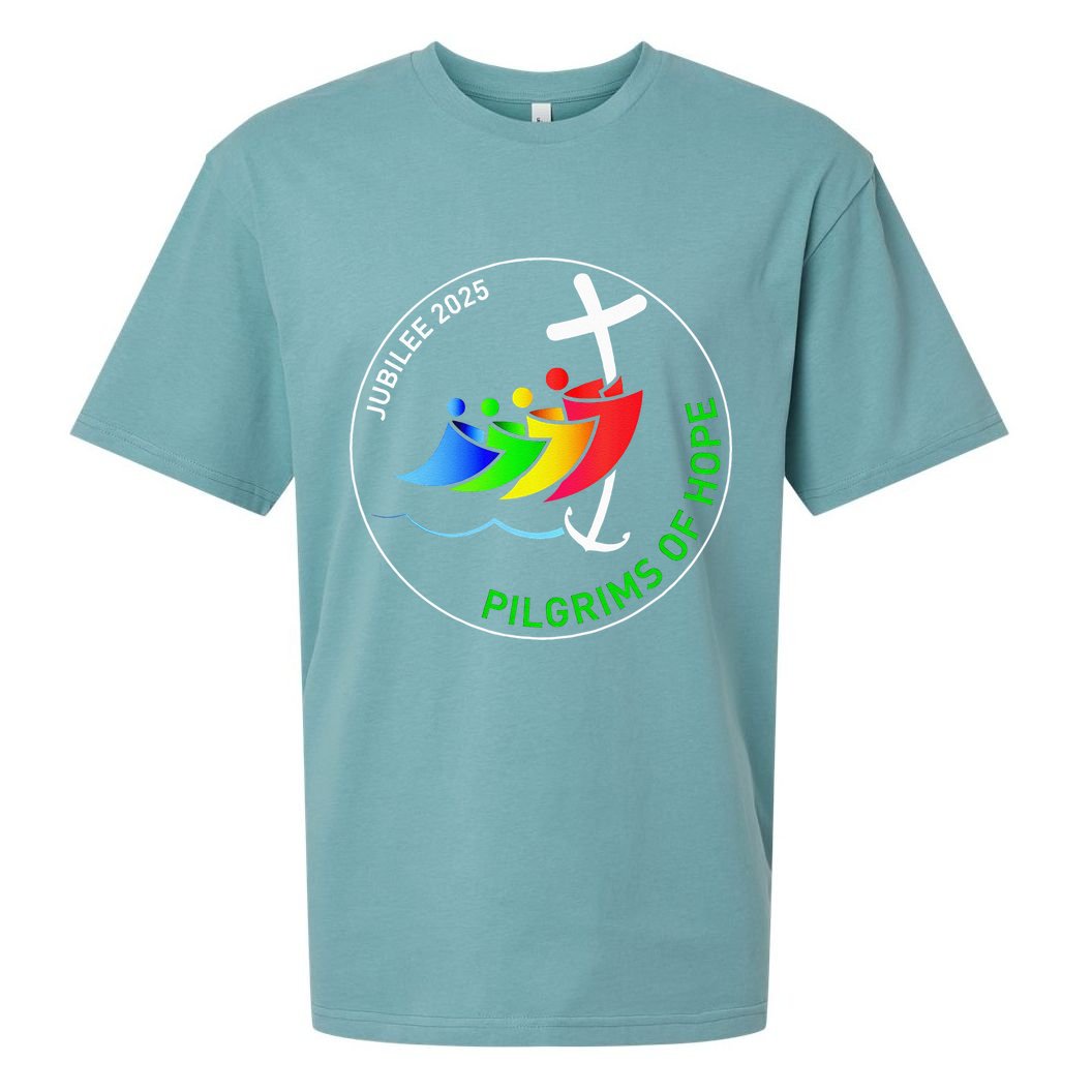 Catholic Jubilee 2025 Stained Glass Pilgrims Of Hope Sueded Cloud Jersey T-Shirt