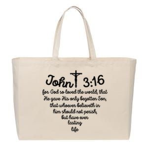 Christian John 316 For God So Loved The World Jesus Cotton Canvas Jumbo Tote