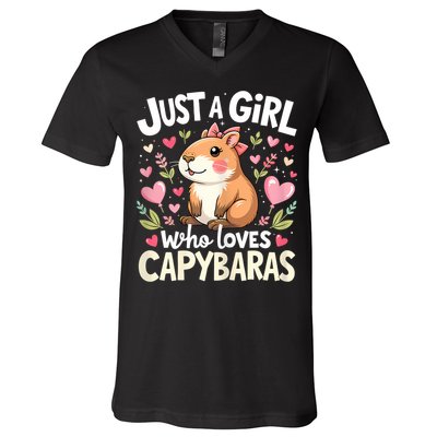 Capybara Just A Girl Who Loves Capybara Lover V-Neck T-Shirt