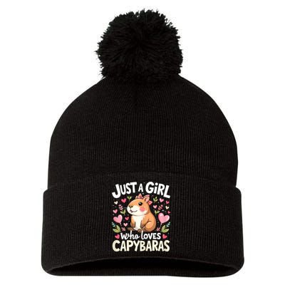Capybara Just A Girl Who Loves Capybara Lover Pom Pom 12in Knit Beanie