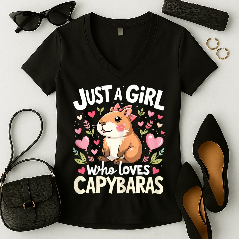 Capybara Just A Girl Who Loves Capybara Lover Women's V-Neck T-Shirt