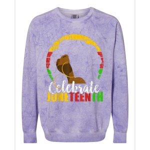 Celebrate Juneteenth Afro Woman Retro African Colors Gift Colorblast Crewneck Sweatshirt