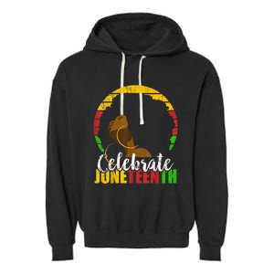 Celebrate Juneteenth Afro Woman Retro African Colors Gift Garment-Dyed Fleece Hoodie