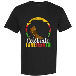 Celebrate Juneteenth Afro Woman Retro African Colors Gift Garment-Dyed Heavyweight T-Shirt