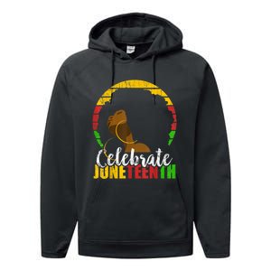 Celebrate Juneteenth Afro Woman Retro African Colors Gift Performance Fleece Hoodie