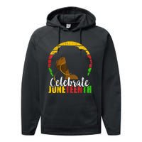 Celebrate Juneteenth Afro Woman Retro African Colors Gift Performance Fleece Hoodie