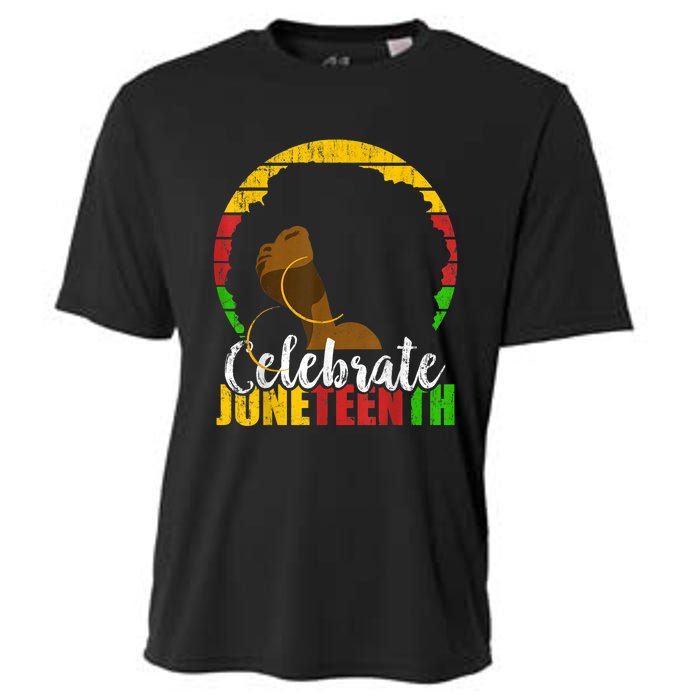 Celebrate Juneteenth Afro Woman Retro African Colors Gift Cooling Performance Crew T-Shirt